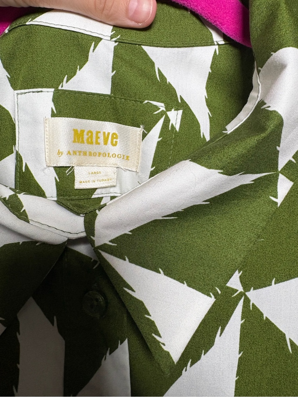 Anthropologie MAEVE The Bettina Tiered 100% Cotton Shirt Dress Green Print - Picture 6 of 7